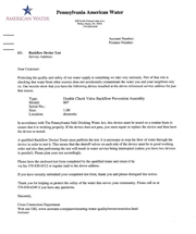 Pennsylvania Water - American Water Backflow Testing Letter